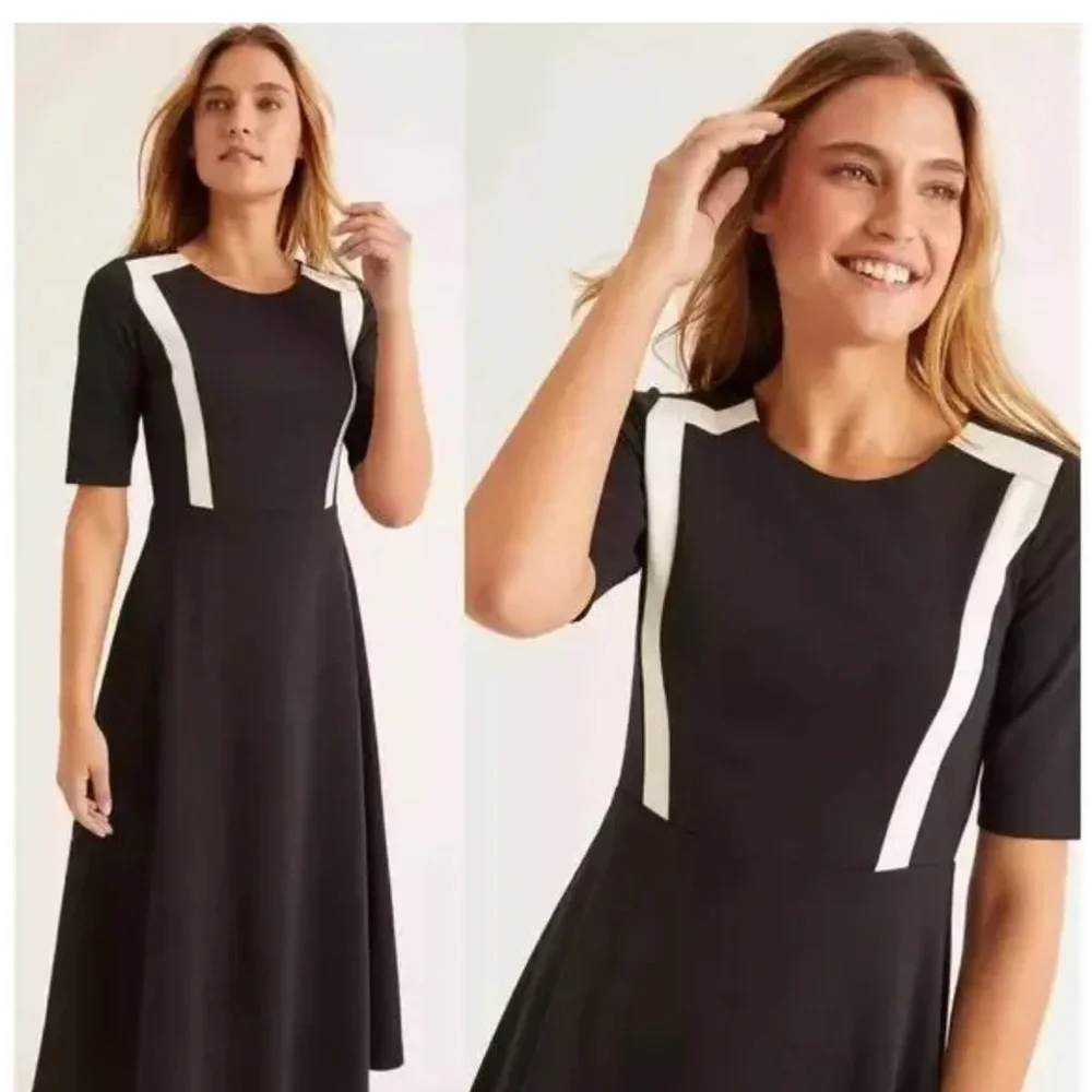 Boden Emily Ponte Midi Dress Black and White
Scoop Neck Size 14L NWT - Picture 2 of 11